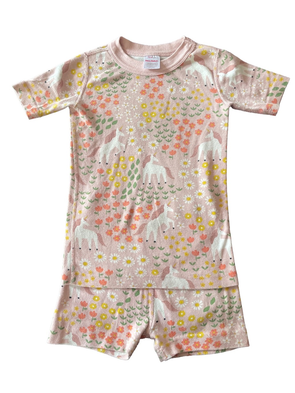 Hanna Andersson Floral Unicorn Short John Pajama Set